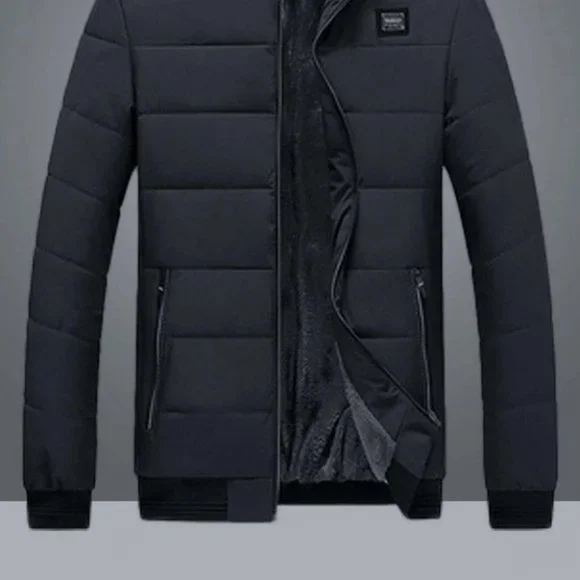 Black Mens Thermal Puffer Jacket - Picture 2 of 5
